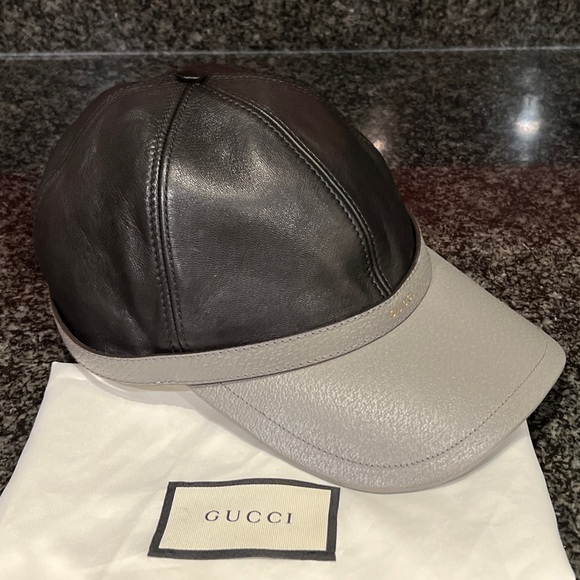 GUCCI LEATHER Black/Gray Diana Baseball Hat - Picture 11 of 13